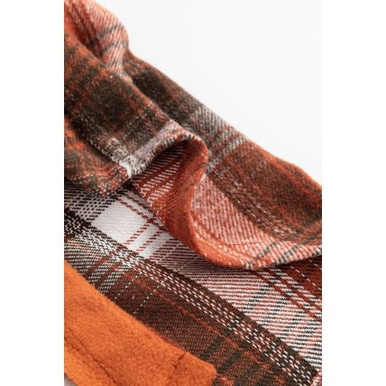 Khaki Colorblock Plaid Pattern Flap Pockets Buttoned Shacket