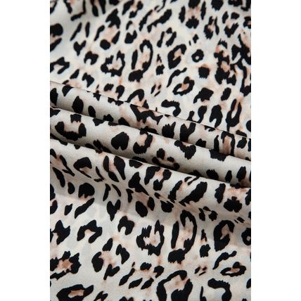 Brown Leopard Printed Halter Neck Backless Ruffled Hem Maxi Dress