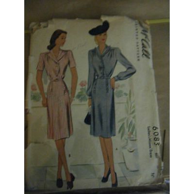 Vintage 1940's McCall 6083 Misses Dress Pattern - Size 14 Bust 32