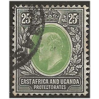 East Africa & Uganda Prot 1907 SG40 25c Grey-Green & Black Fine Used .. ..