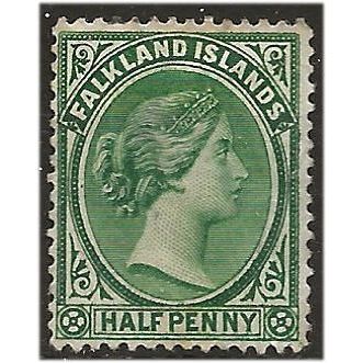 Falkland Islands 1891 SG15 1/2d Blue-Green Mounted Mint . . .. .