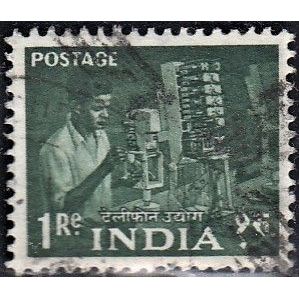 India, 1959 1R Telephone Factory Worker. SG 413 (Scott #316), used