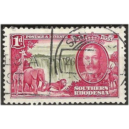Southern Rhodesia 1935 SG31 1d Olive & Rose-Carmine Silver Jubilee Fine Used ..