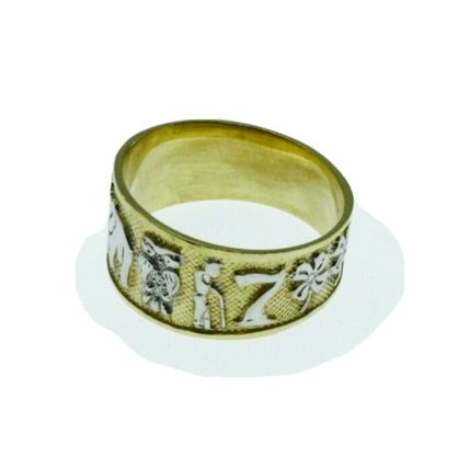 New 14K Gold Ring Band 7 Lucky Horseshoe Clover Eye Elephant Owl 5 Gr Size 8