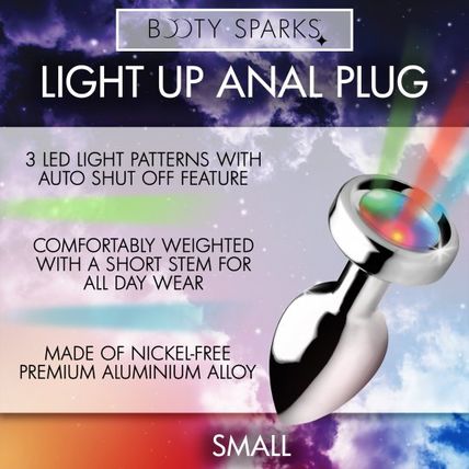 Light Up Anal Plug Small Metal Rave Show Booty Sparks Ass Butt Play LED Aluminum