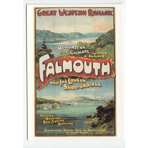 GWR Great Western Railway Falmouth Advert Reproduction Postcard 15736