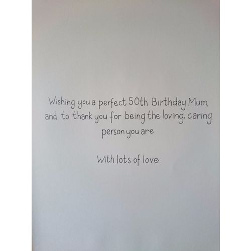 Mum 50th Birthday Card - To Mum - You're 50 Today