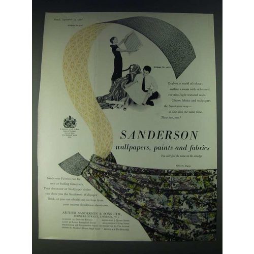 1958 Sanderson Ad - Wallpaper No. 79107, No. 19070 & Fabric No. ZC4294