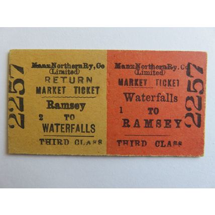 Isle of Man Manx Northern Railway Waterfalls-Ramsey Market Ticket #660