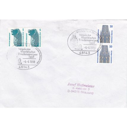 Germany 1998 Munster Westphalian Peace Prize FDC Munster 11 cancel typed VGC