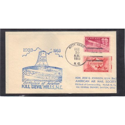 Event 50th Anniv Aviation C45 Wright Brothers C47 Flight (Cachet-Stamped) CV0092