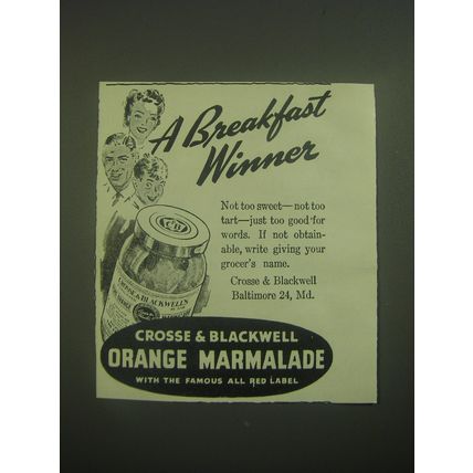 1945 Crosse & Blackwell Orange Marmalade Ad - A breakfast winner