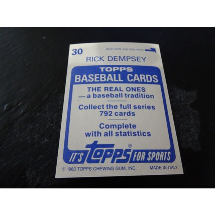 1983 Topps Stickers # 030 Rick Dempsey Excellent (5) Baltimore Orioles
