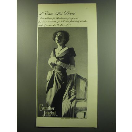 1949 Gunther Jaeckel Nettie Rosenstein Gown Advertisement - 10 East 57th Street