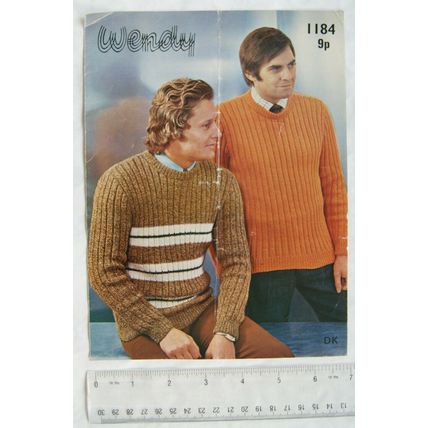 Vintage: Wendy 1184 man's sweater, DK, 36-42 inch, 96-106 cm chest