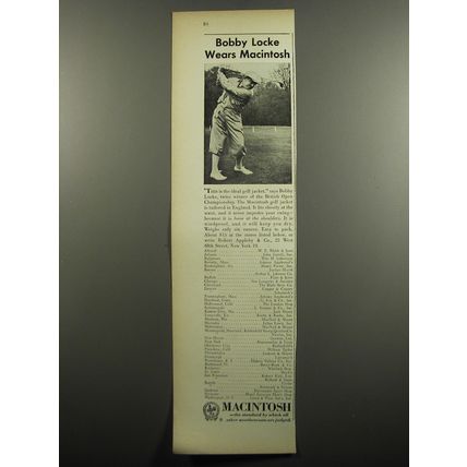 1951 Macintosh Golf Jacket Ad - Bobby Locke wears Macintosh