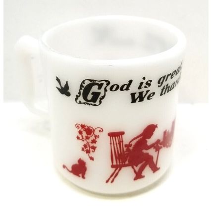 Vintage Hazel Atlas Religious Coffee Mug Cup God Is Great, God is Good (G14)