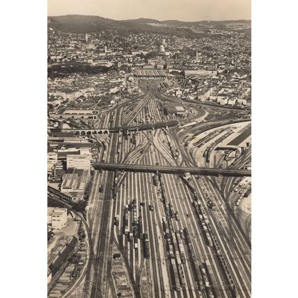 Zurich Traffic Car Aerial Hauptbahnhof Sweden Real Photo Postcard