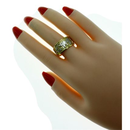 New 14K Gold Ring Band 7 Lucky Horseshoe Clover Eye Elephant Owl 5 Gr Size 8