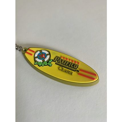 Pacifico Clara Beer Surfboard Keychain Yellow Rubber Pacifico Beer ￼Key Chain