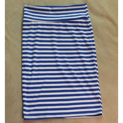 Womens Cassie Pencil Skirt Size S 6-8 Small Knee Length Blue White Striped