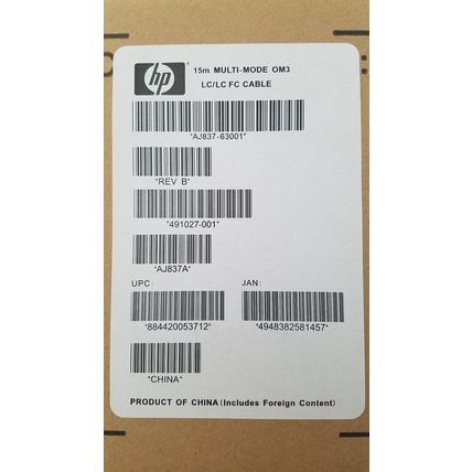 HP 15M 49.2Ft Multi Mode OM3 LC/LC FC 50Ft Optical Fiber Cable AJ837 AJ837A