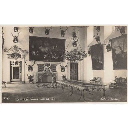 Lovecky Zamak German Blood Sports Deer Hunting Taxidermy Old Postcard