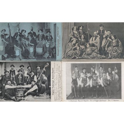 German Old Orchestra Music Group Big Band 4x Identified Postcard s