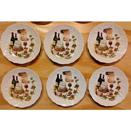 8 Collection Paris Porcelain France Cheeses Wine Fromage Appetizer 5 1/2" Plate