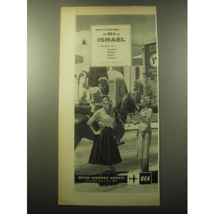 1959 BEA British European Airways Ad - When in Europe fly BEA to Israel
