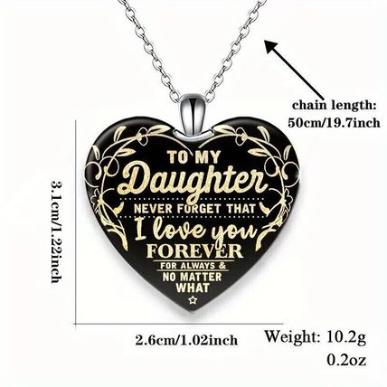 To My Daughter Heart Necklace Always Loves you love gift bag