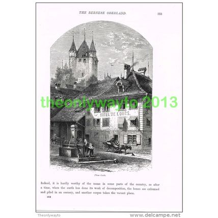 THUN CASTLE, SWITZERLAND, Book Illustration (Print) c1875