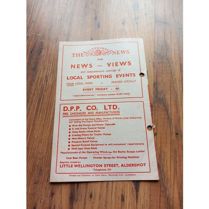 1958/59 Aldershot vs Exeter City - Division 4, 22/4/1959 ** FREE P&P **
