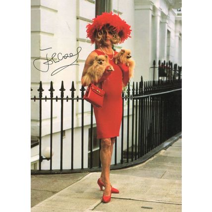 John Cleese Monty Python Red Dress as Posh Lady Large Hand Signed Photo
