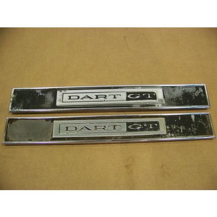 1964 DODGE DART GT INTERIOR DOOR PANEL EMBLEMS #2218196 PAIR OEM