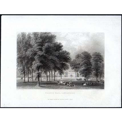 HOLKER HALL, LANCASHIRE 1858 Henry Adlard - George Pickering ANTIQUE ENGRAVING