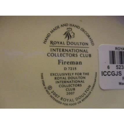 Royal Doulton Fireman International Collectors Club Character Jug D7215 BNIB