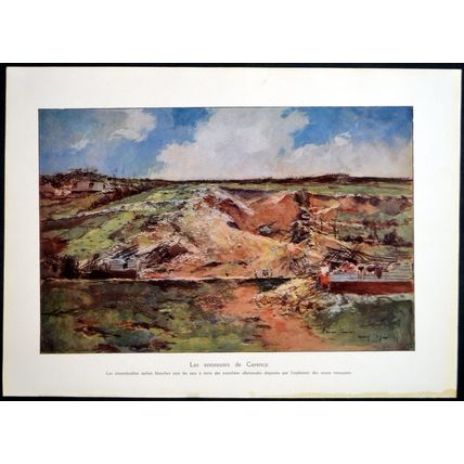 CHURCH OF ABLAIN AND SOUCHEZ 1915 François Flameng FRANCE WORLD WAR I PRINT