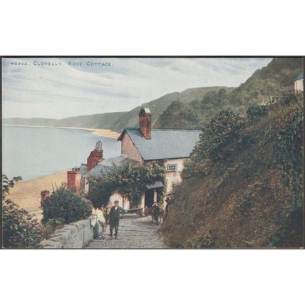 Rose Cottage, Clovelly, Devon, c.1930s - Photochrom Postcard
