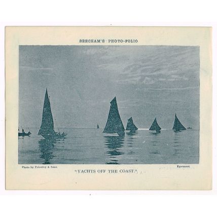 Ilfracombe Evening Coast Scene / Yachts Off The Coast 1900 Antique Print Picture