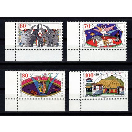 Germany 1989, Youth Circus corner set. Mi #1411-1414. MNH