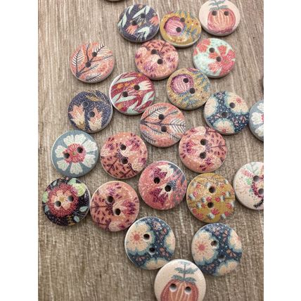 15mm Wooden Cute Flower Round Buttons For Cardigans Craft Diy Knitting 2 Hole