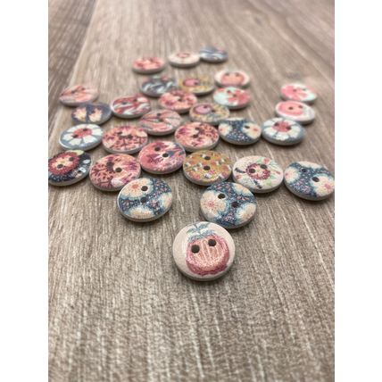 15mm Wooden Cute Flower Round Buttons For Cardigans Craft Diy Knitting 2 Hole