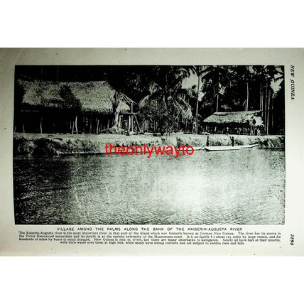 Village, Kaiserin-Augusta River, Papua (Men's House, Reverse), Book Illustration