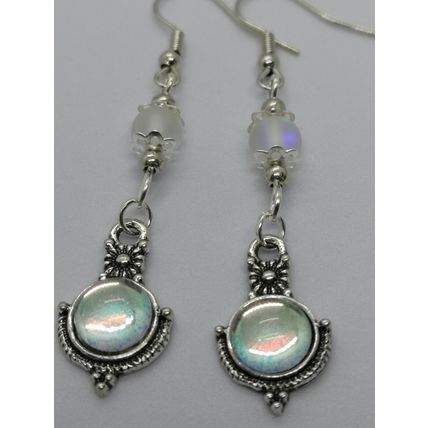 New Vintage Style Moonstone Dangle Drop Earrings Women Silver Plated