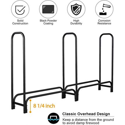 GASPRO 8FT Firewood Rack Outdoor with Cover, Adds Sturdy Middle Upright, Heavy D