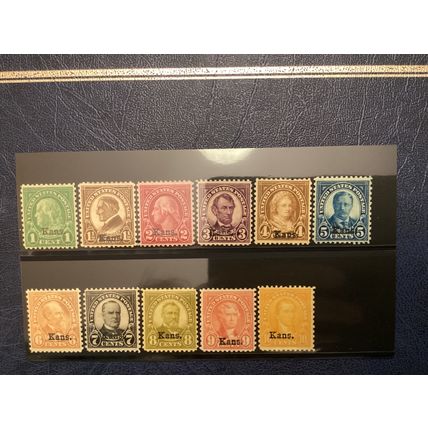 ICOLLECTZONE US 658-666 Kansas Set F/VF hinged CV $216 (A900)