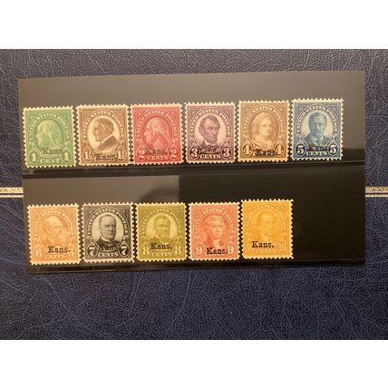 ICOLLECTZONE US 658-666 Kansas Set F/VF hinged CV $216 (A900)