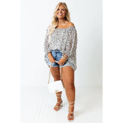 Cheetah Spotted Plus Size Off Shoulder Blouse