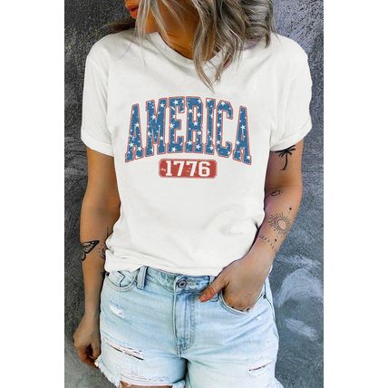 White Star AMERICA 1776 Print Independence Day Tee